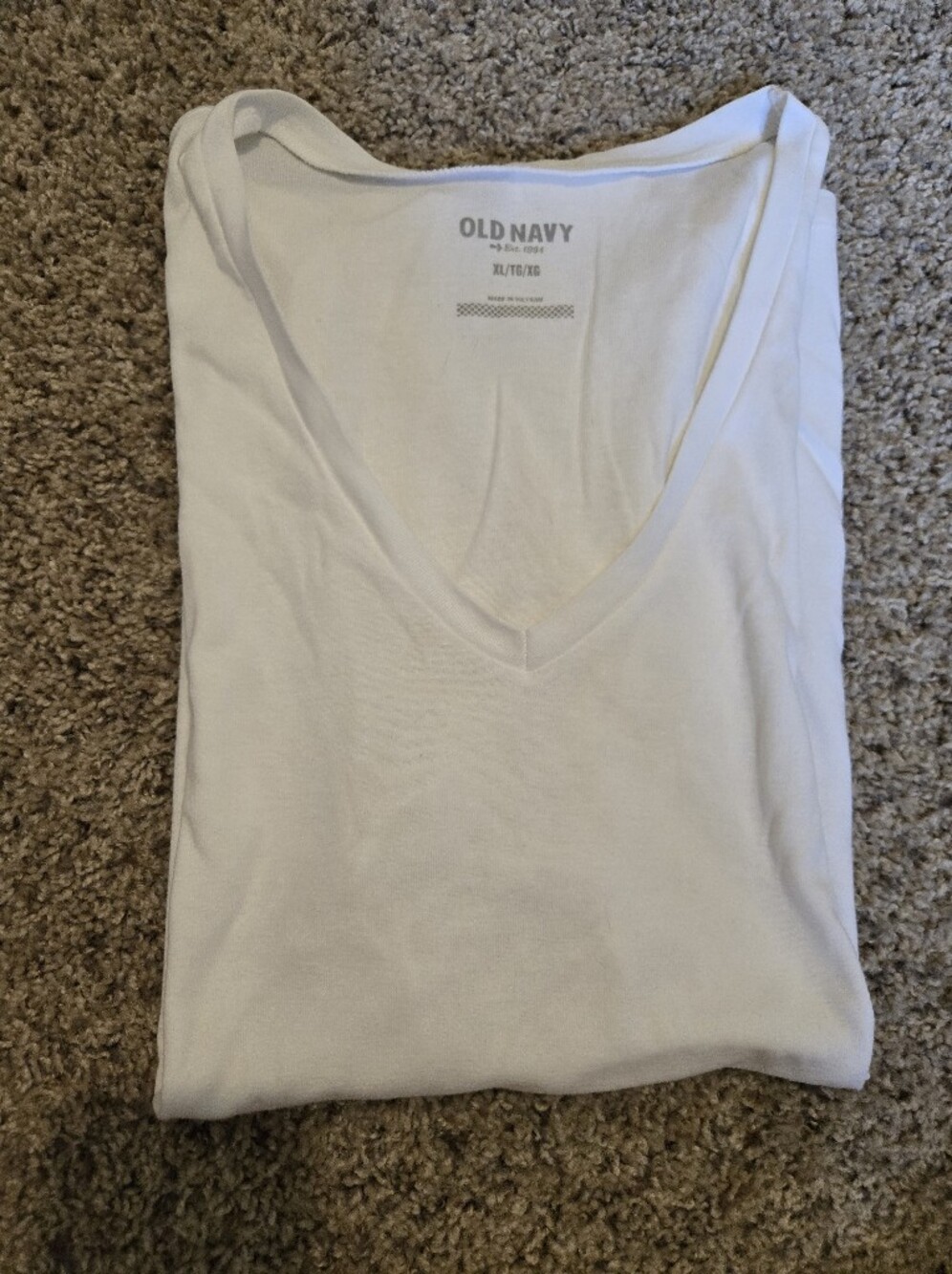 Old Navy White V-Neck Sleep Tee